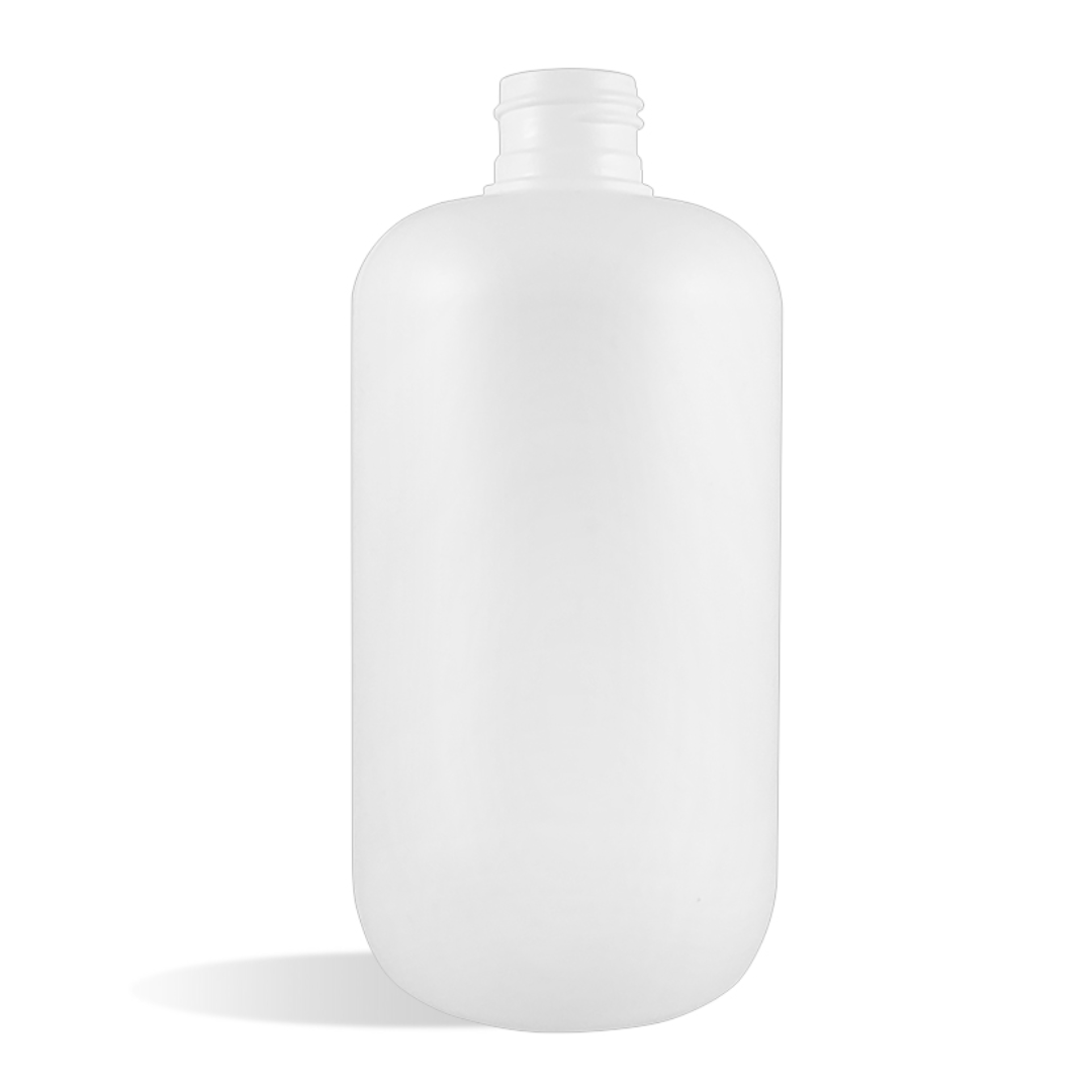 12 oz White HDPE Boston Round Bottle w/ White Smooth Disc Top Cap